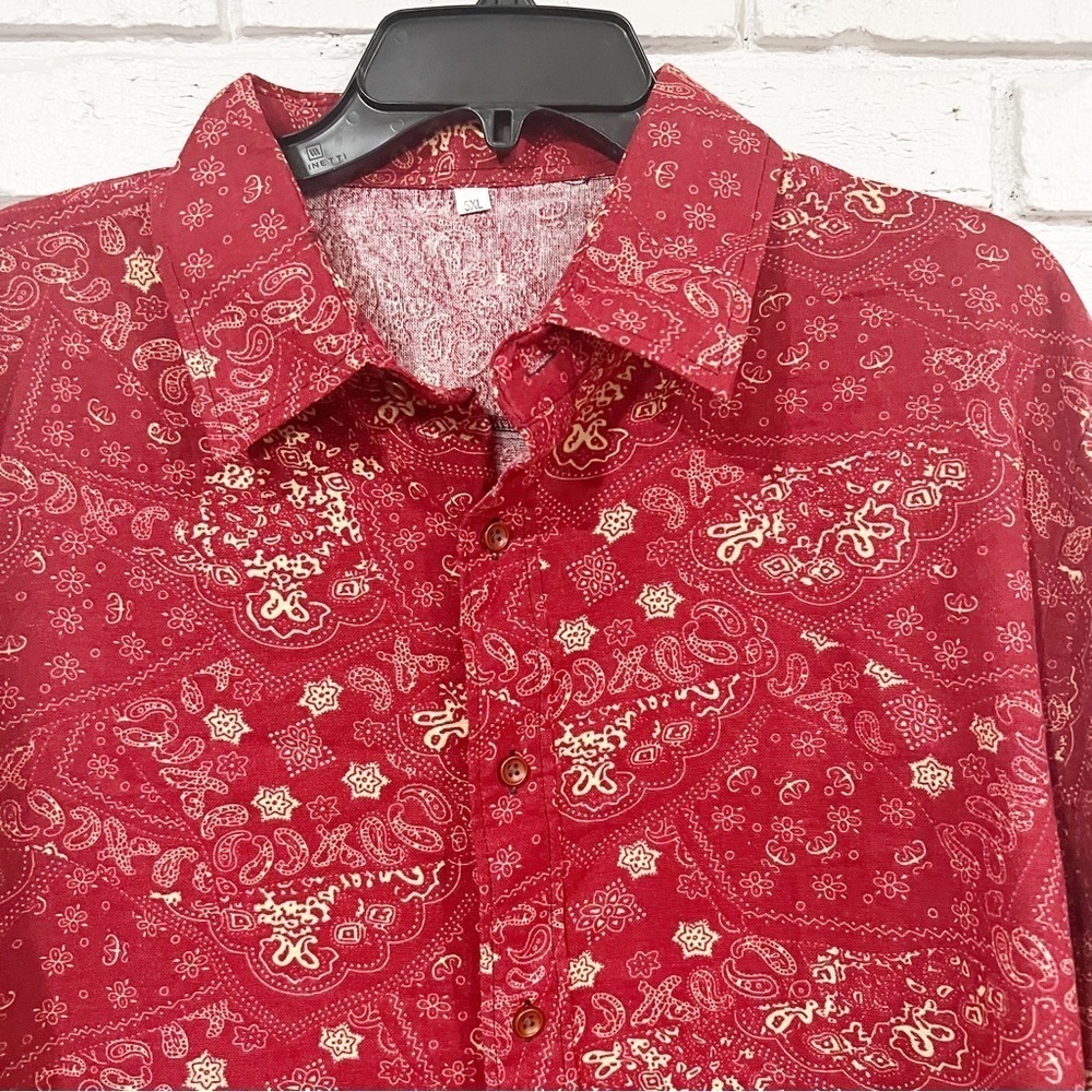 Unbranded‎ Men’s Red Patterned Shirt - Picture 2 of 8